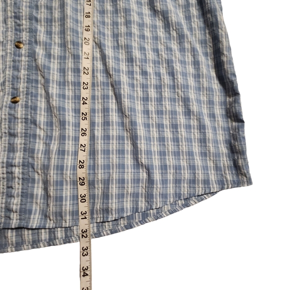 L.L.Bean Men's Tropicwear Blue Plaid Short-Sleeve Button Down Shirt XXL F41 - Picture 8 of 9